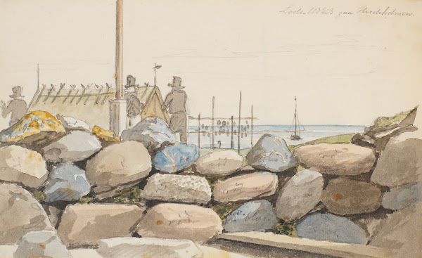 Kystlandskab med store sten i forgrunden 1833
