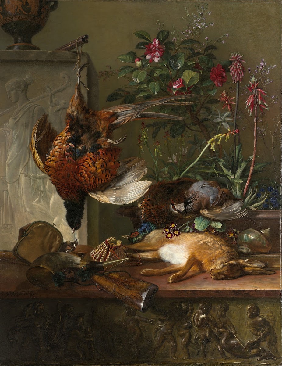 Stilleven met jachtbuit en Griekse stèle allegorie op de herfst 1818