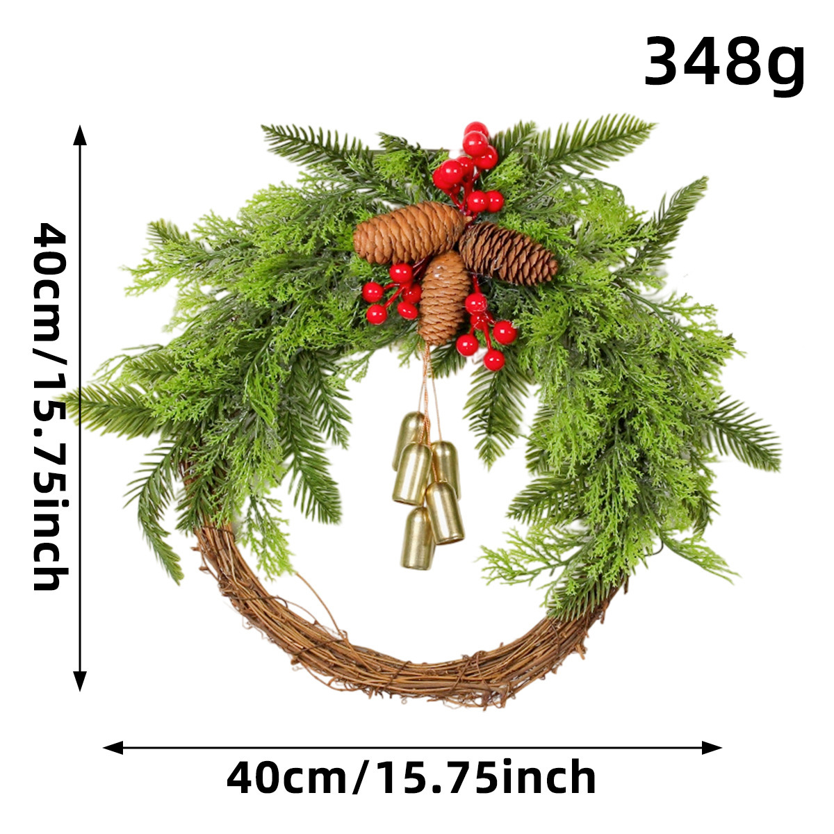 Christmas wreath with bells in country style