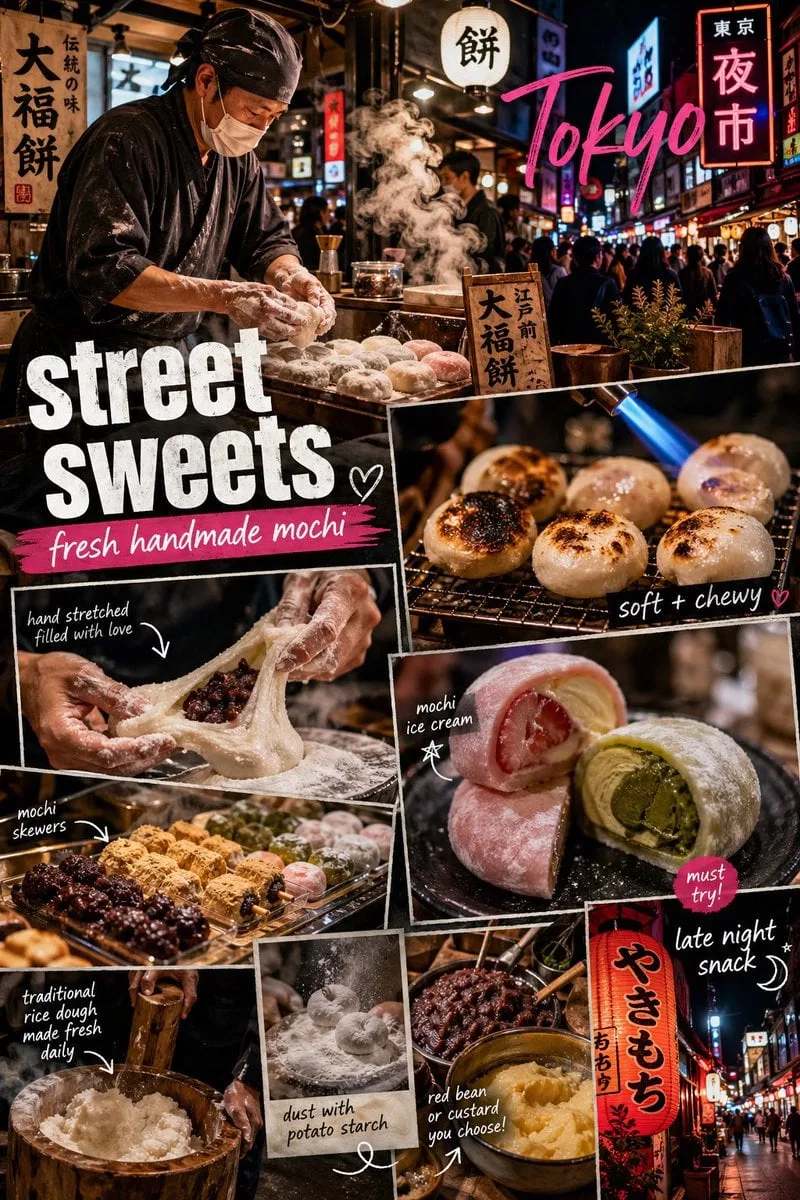 Una vibrante comida callejera de Tokio