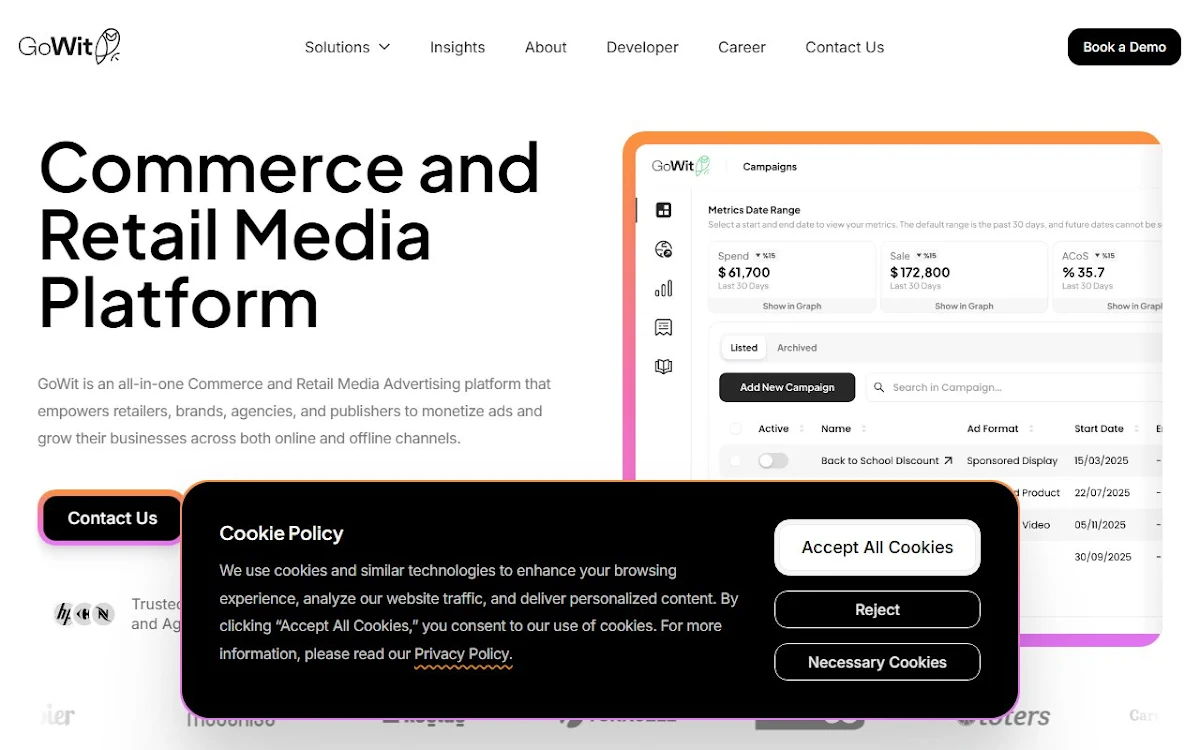 Captura de GoWit Retail Media Ads Platform