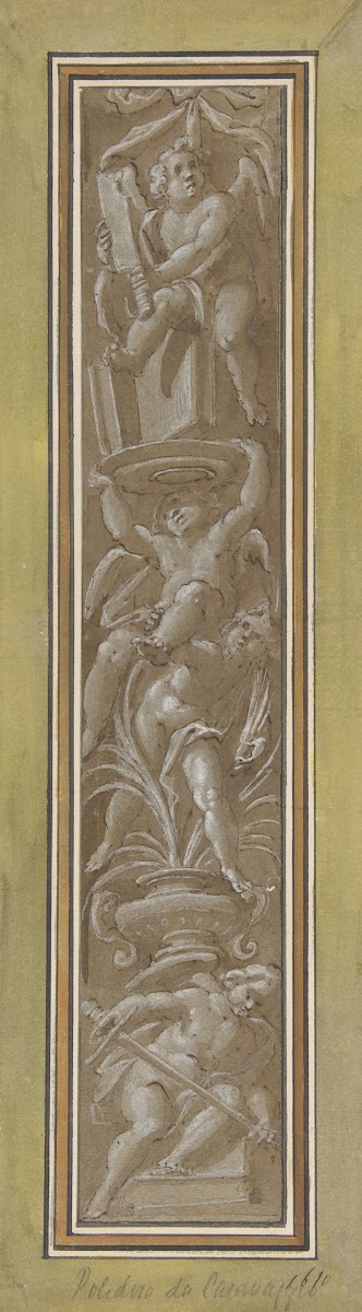Two Pilaster with White Putti on Tan Ground 15751640
