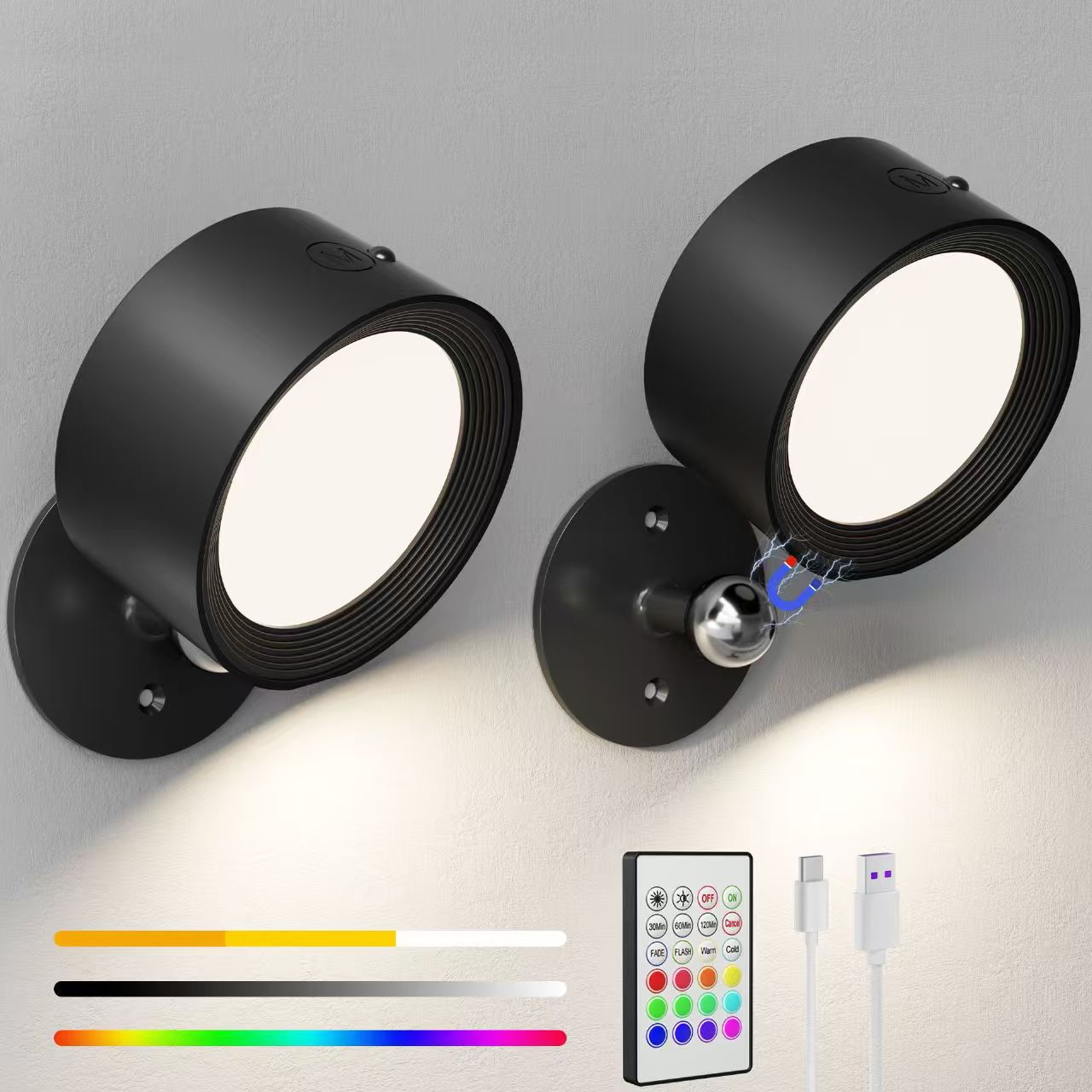 LED-Wandleuchte mit Fernbedienung und Farbwahl