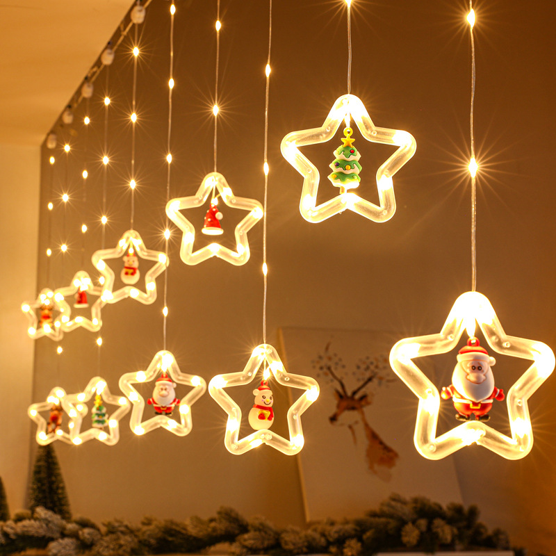 LED-Lichtervorhang mit weihnachtlichen Motiven