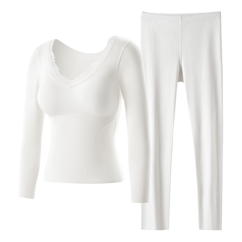 Damen-Thermo-Set, V-Ausschnitt, elastisch