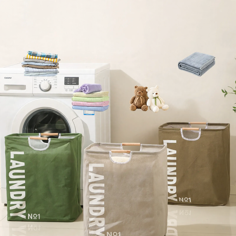 Cotton and linen laundry basket, foldable