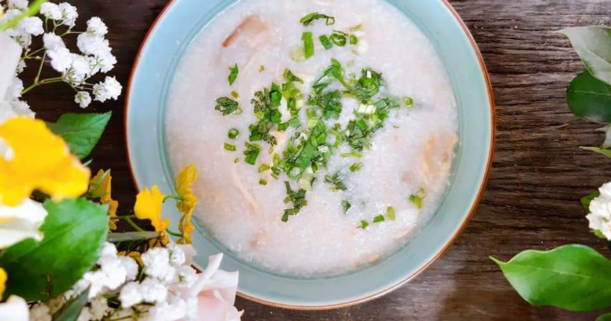 Cháo gà bằng nồi cơm điện