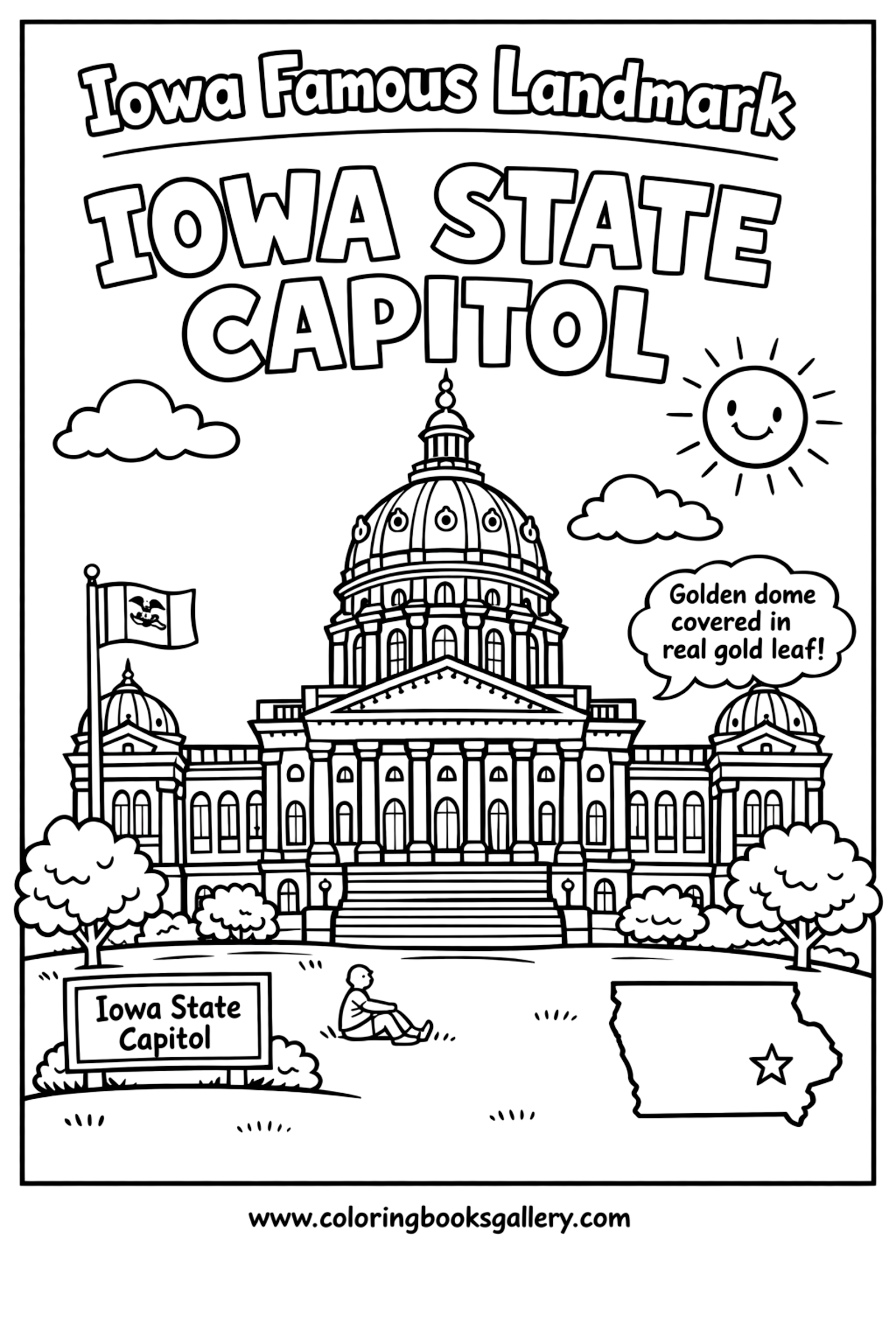 Iowa Famous Landmark – Simple Educational Printable Coloring Page for Kids