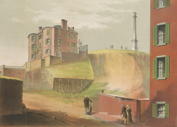 Old Boston Beacon Hill with Mr Thurstons house from Bowdoin St