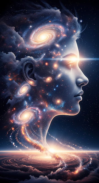 Galactic Consciousness Profile with Swirling Galaxies - Free mobile Wallpaper