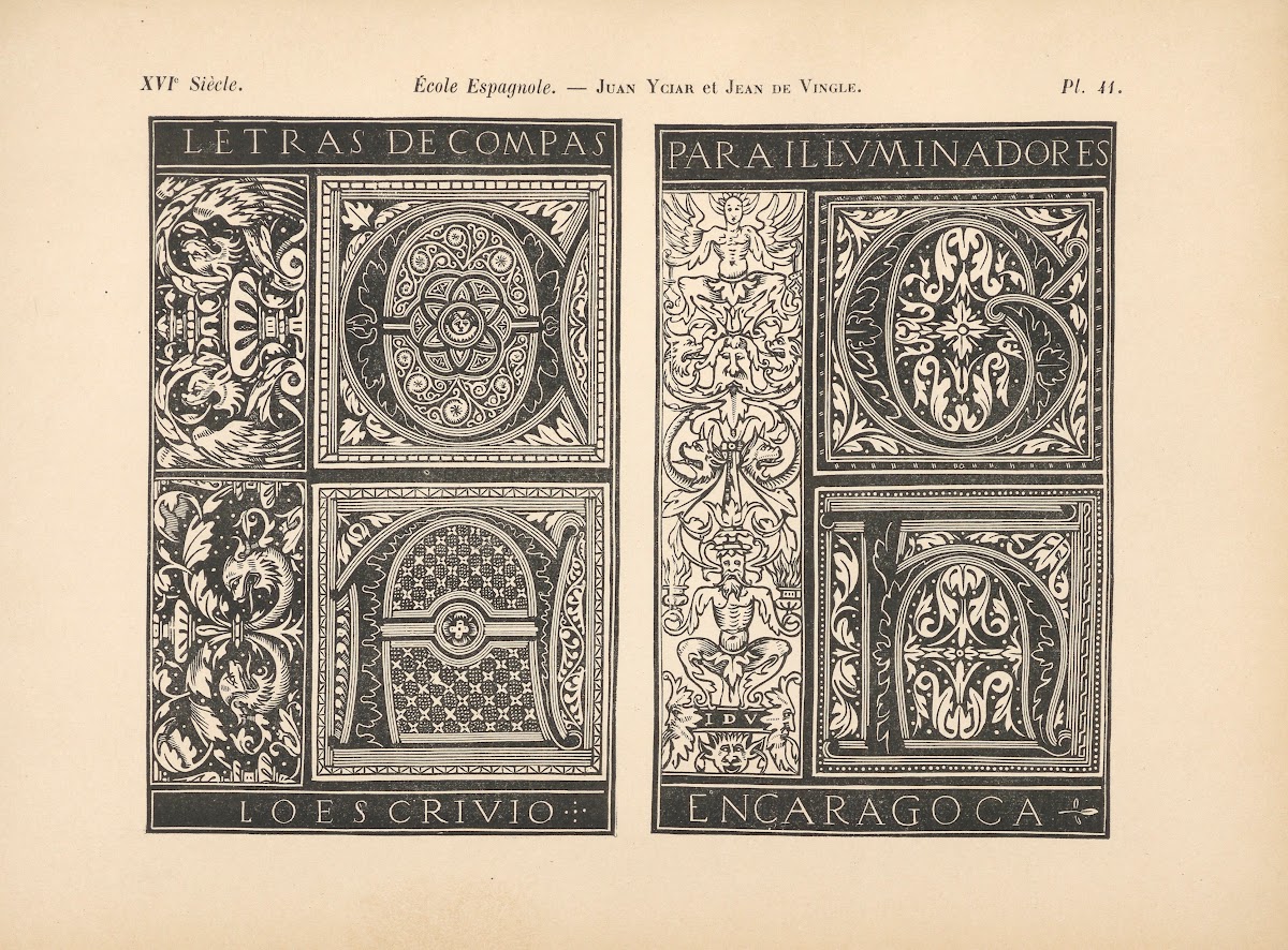 École Espagnole  Juan Yciar et Jean de Vingle  Grandes initiales 1895