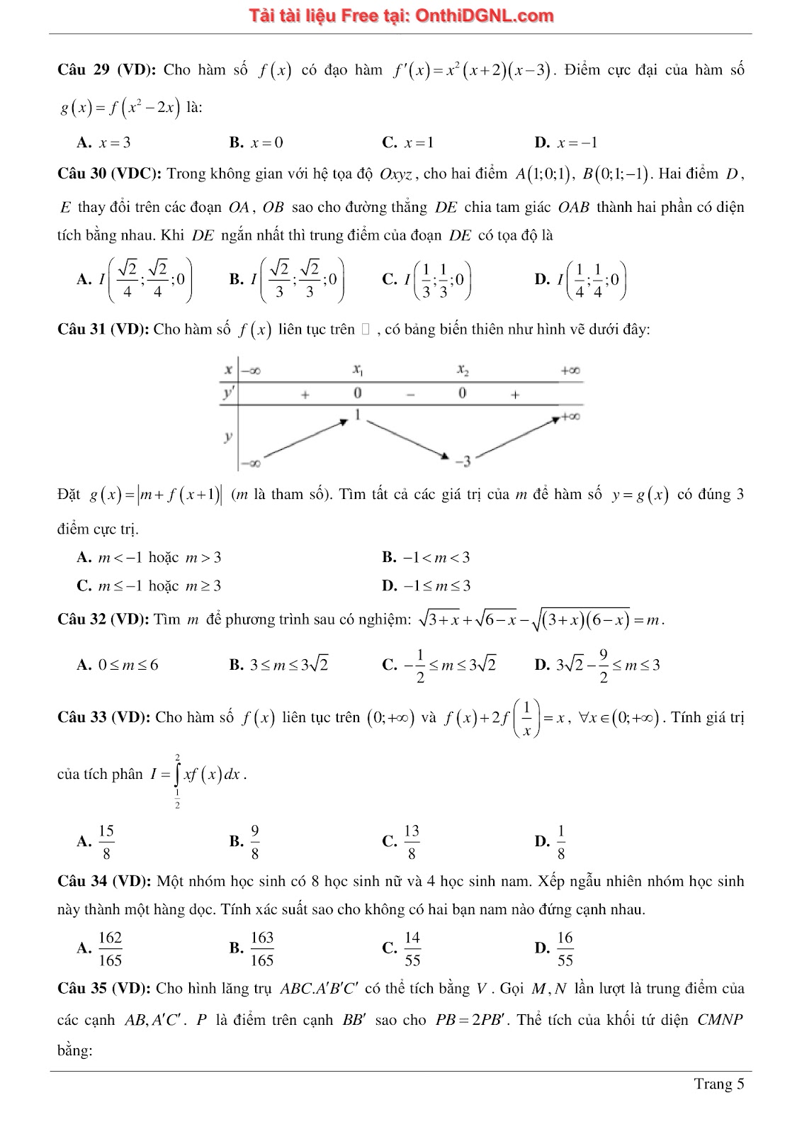 1300 bài tập môn Toán - Ôn thi ĐGNL ĐHQG Hà Nội Phần 3