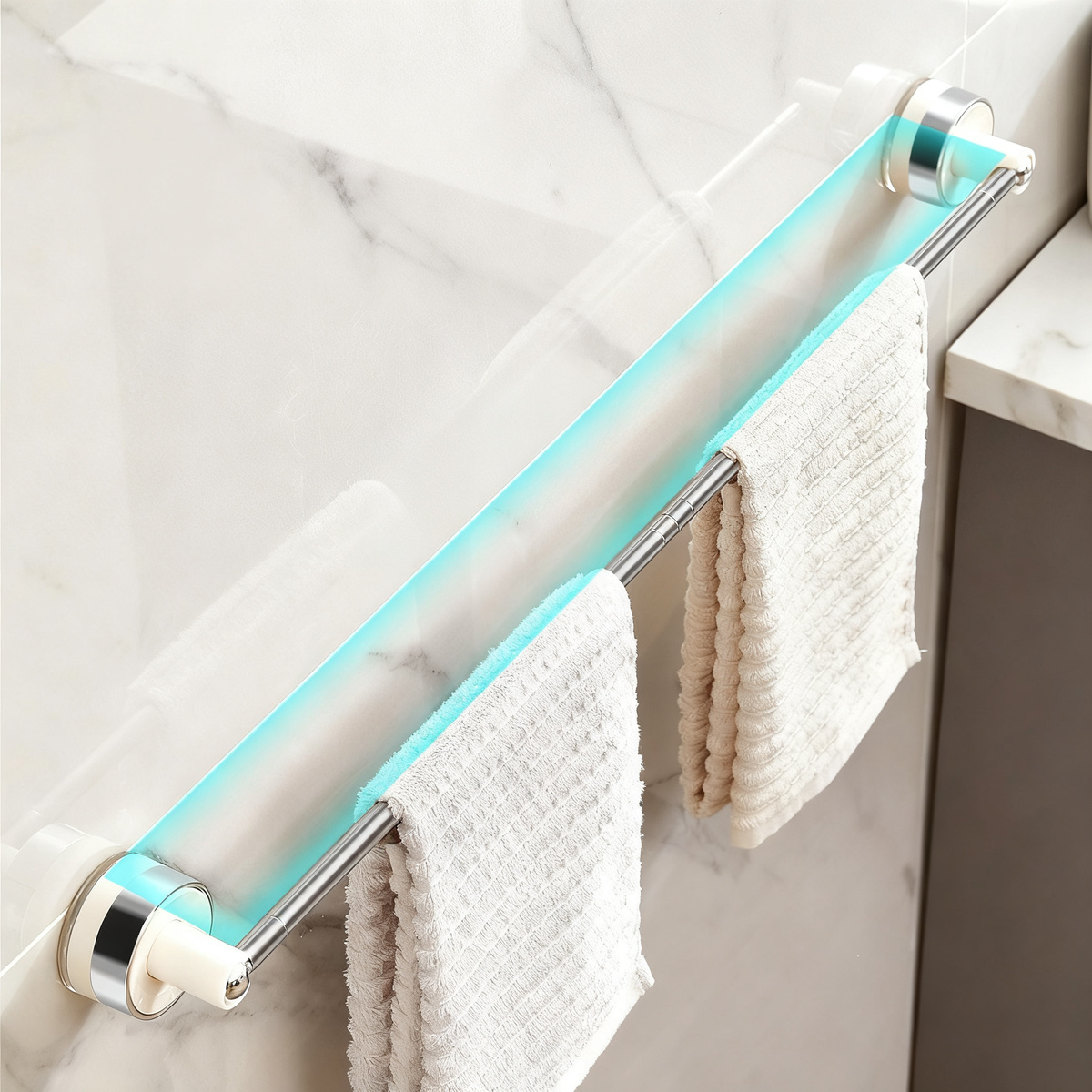 Extendable Suction Cup Towel Rack for Bathroom