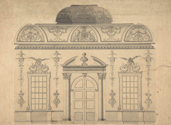 Design For The Decoration Of The Window Door Wall Of A Rococo Room With A Coved