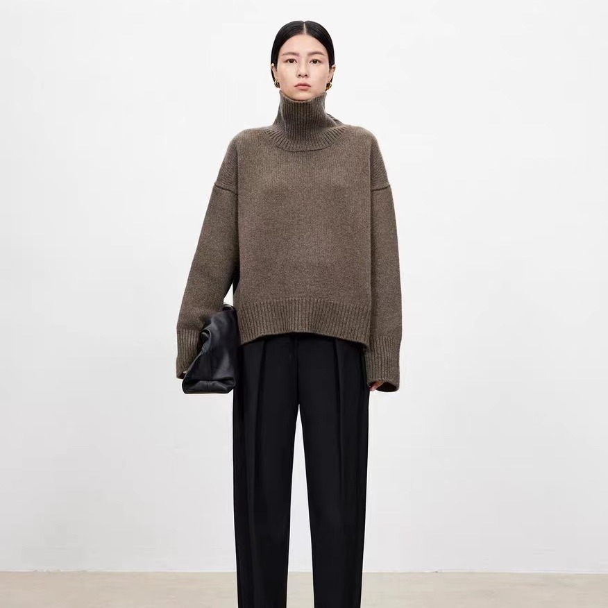 Women's turtleneck sweater, oversized, for autumn and winter