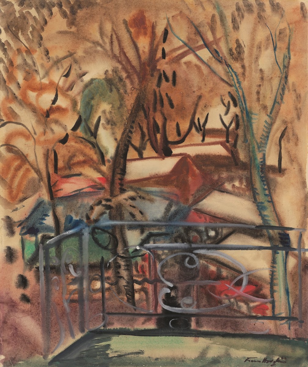 Market at Concarneau from a window of the Hotel des Voyageurs 1927