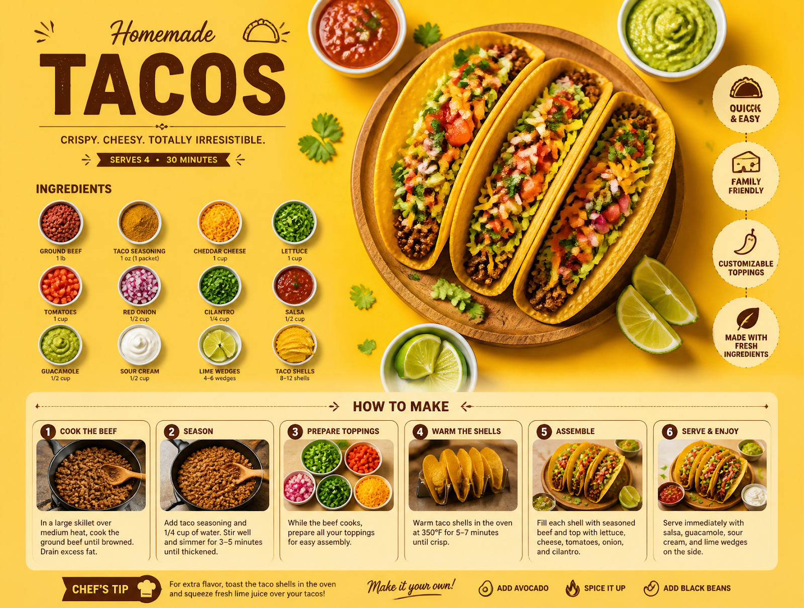 Póster infográfico de una receta premium