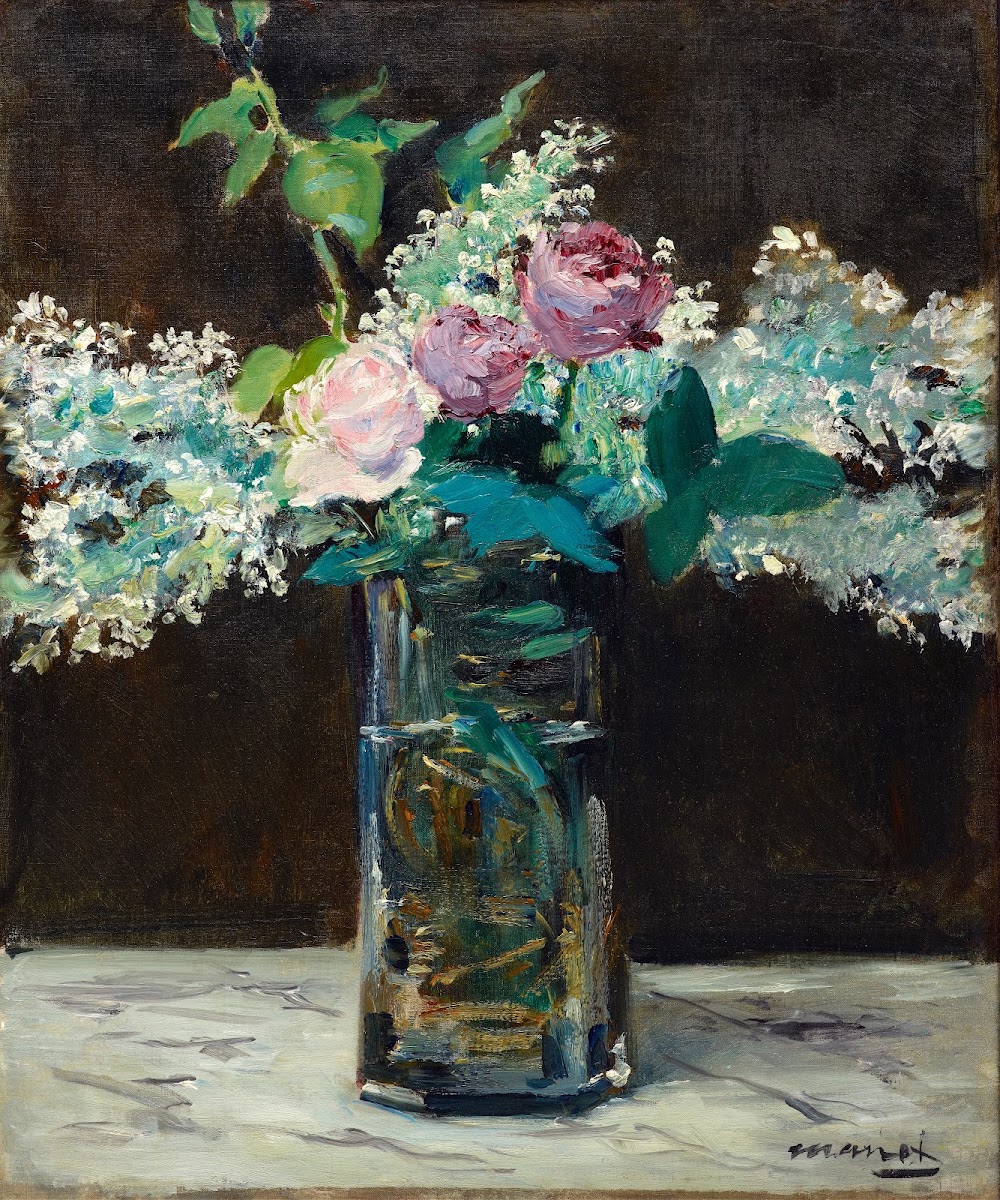 Vase of White Lilacs and Roses 1883
