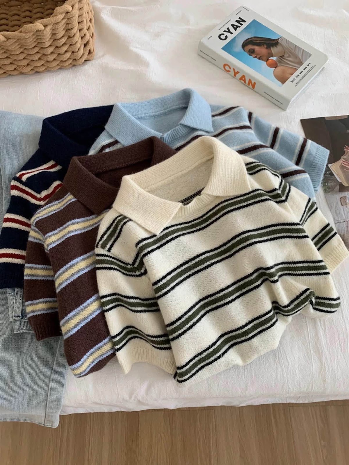 Áo len cổ bẻ sọc ngang XONXEN SHOP 072 – Image 5