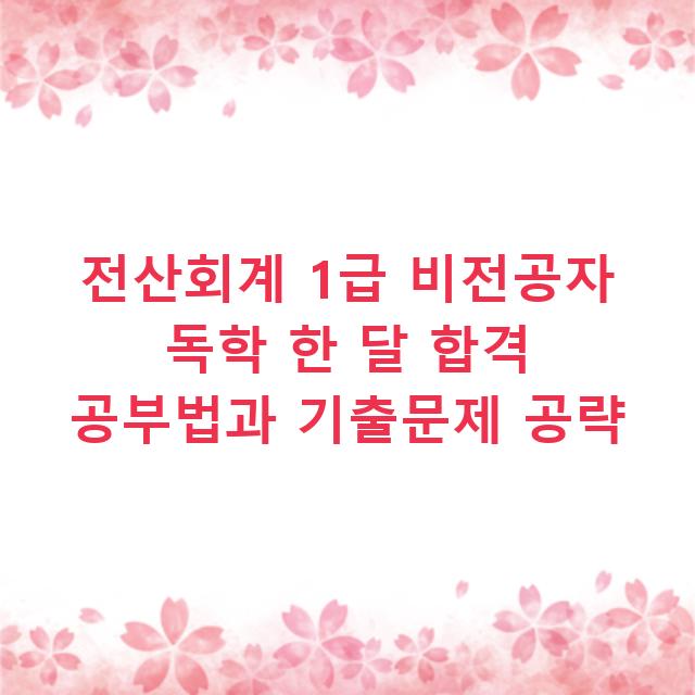 전산회계 1급 비전공자 독학 한 달 합격 공부법과 기출문제 공략