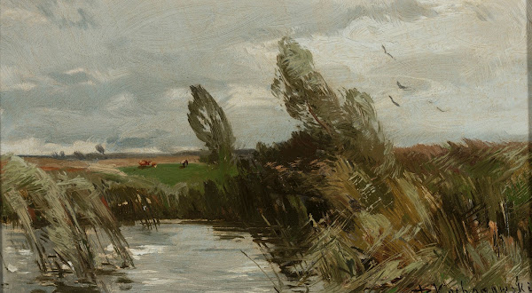 Landscape with water and bulrush between 1890 and 1900