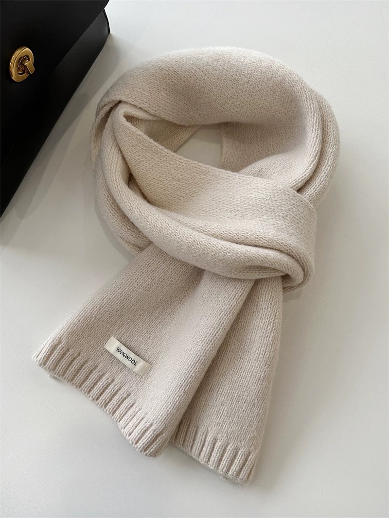 Wool Knit Scarf, 100% Australian Wool, 162x20 cm