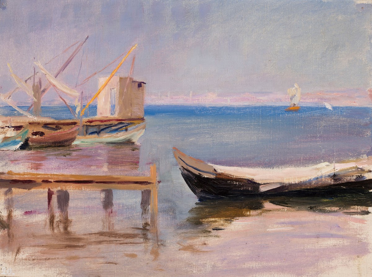 Boats at the coast From the journey to Constantinople 1893