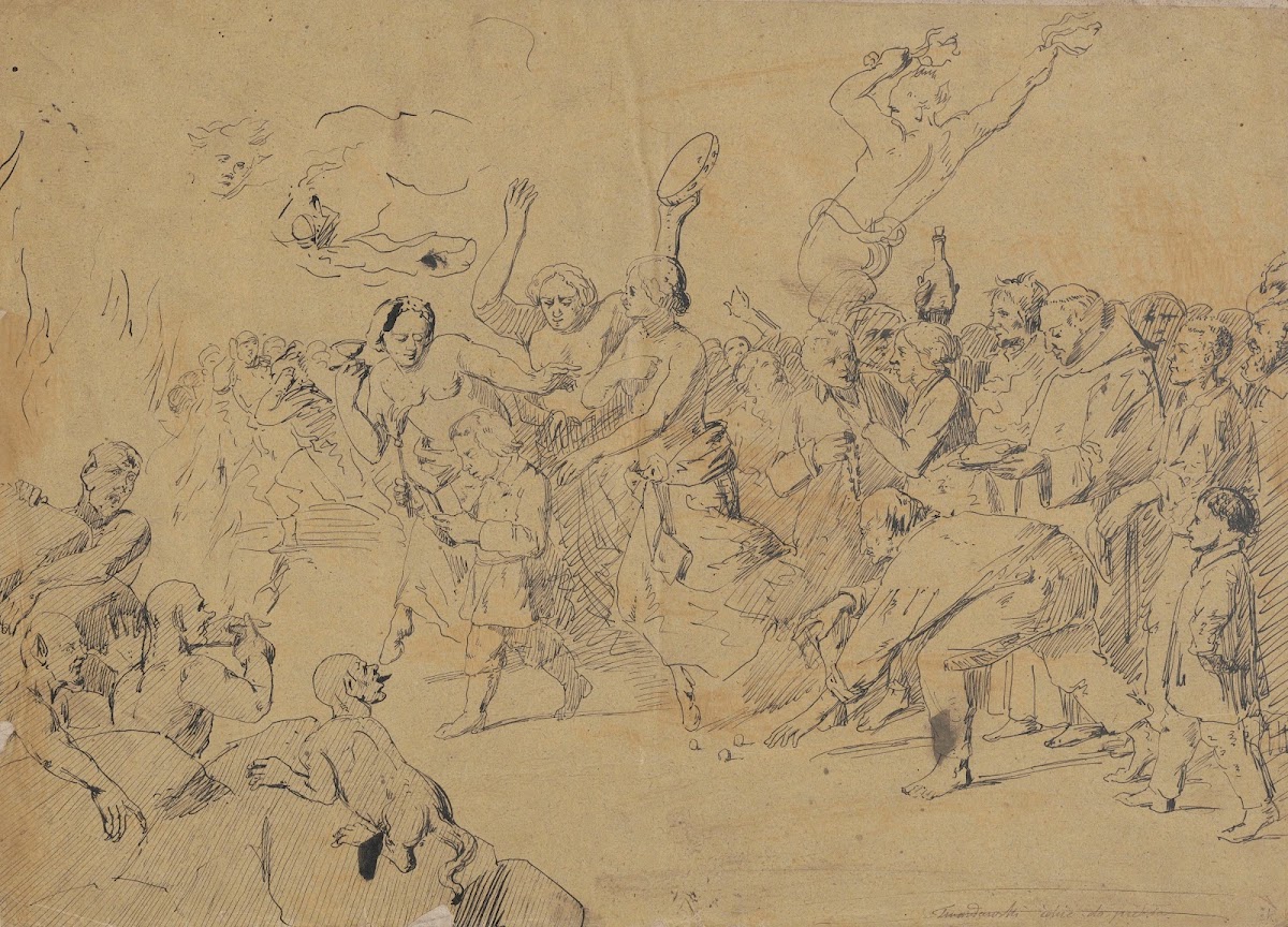 Young Twardowski goes to Hell for his fathers cirograph illustration to Józef Ig