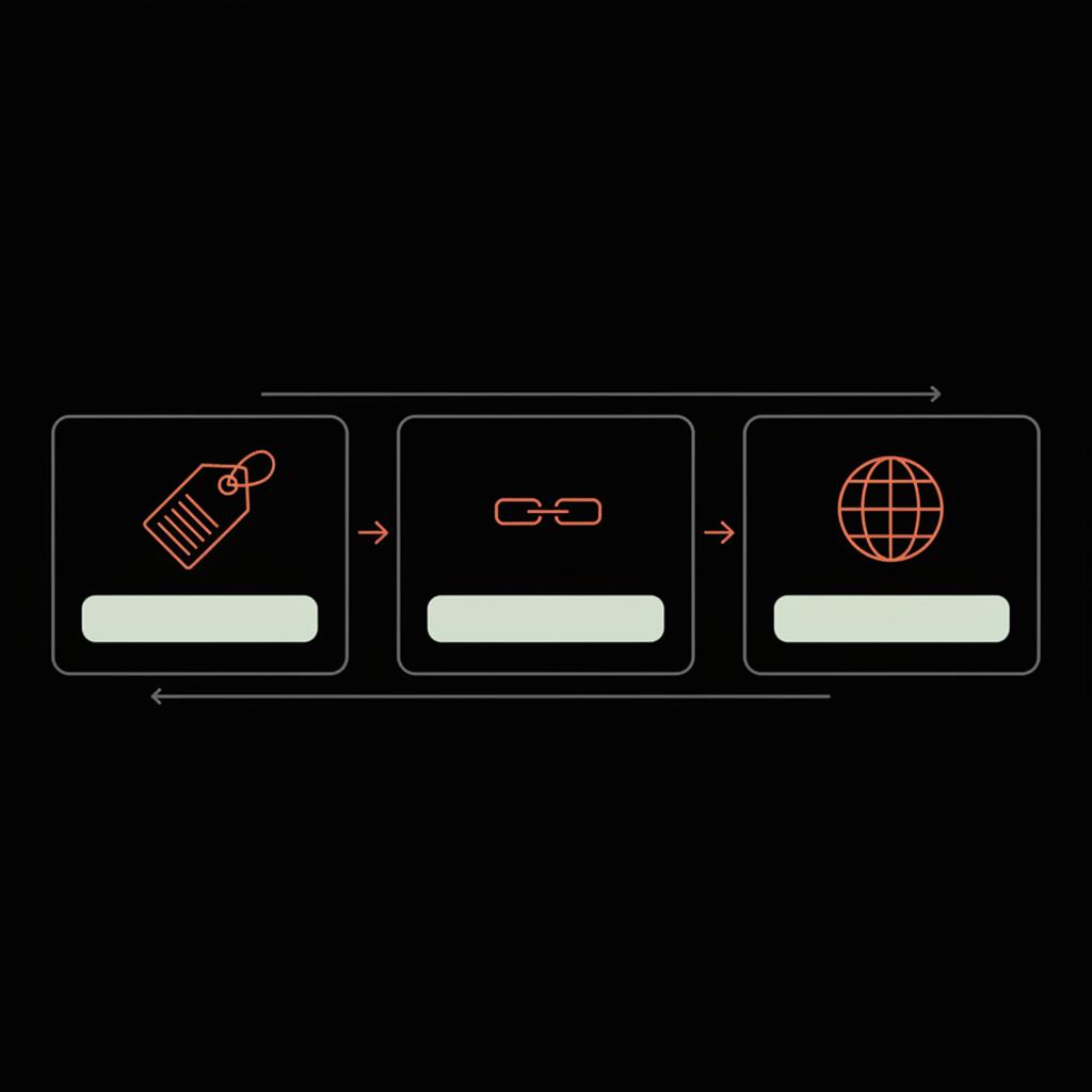 Minimal 2D vector infographic showing naming strategies for username already taken with icons for modifiers, separators, and domain unification on a black background