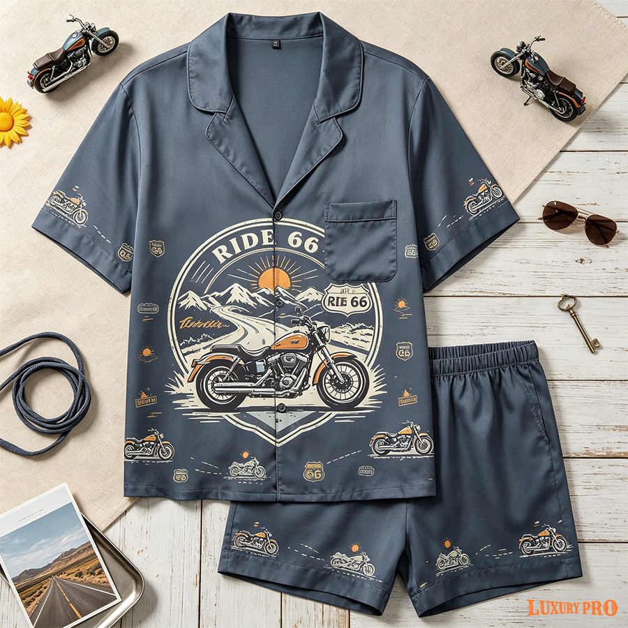 AOP HY Short Milk Silk Pajama Set For Men