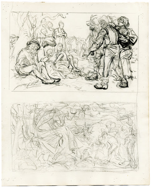 Schetsboekkatern met verschillende compositiestudies
