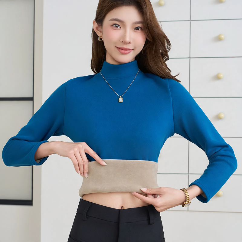 Gefüttertes Damen-Langarmshirt mit Stehkragen
