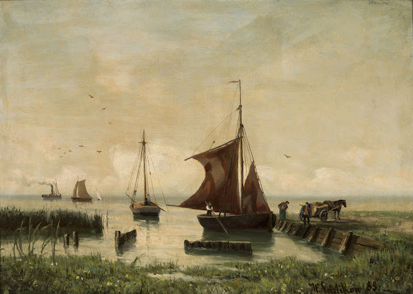 Sail boats at the lakeside 1889