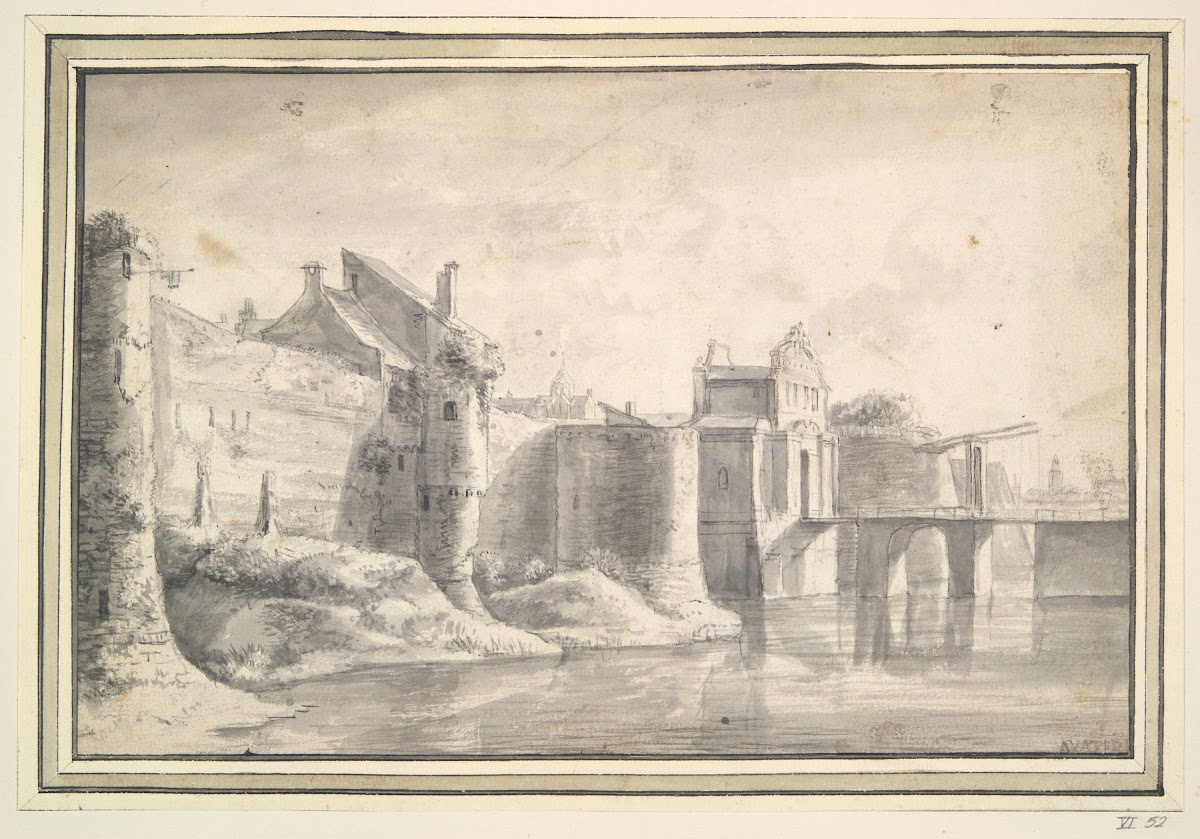 View of the city walls of Utrecht with St Marys Church in thedistance 17thcentur