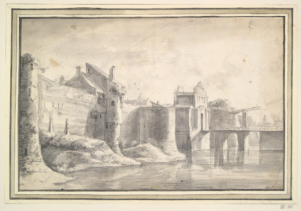 View of the city walls of Utrecht with St Marys Church in thedistance 17thcentur