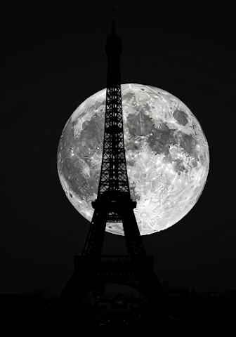 Eiffel Tower Lunar Embrace