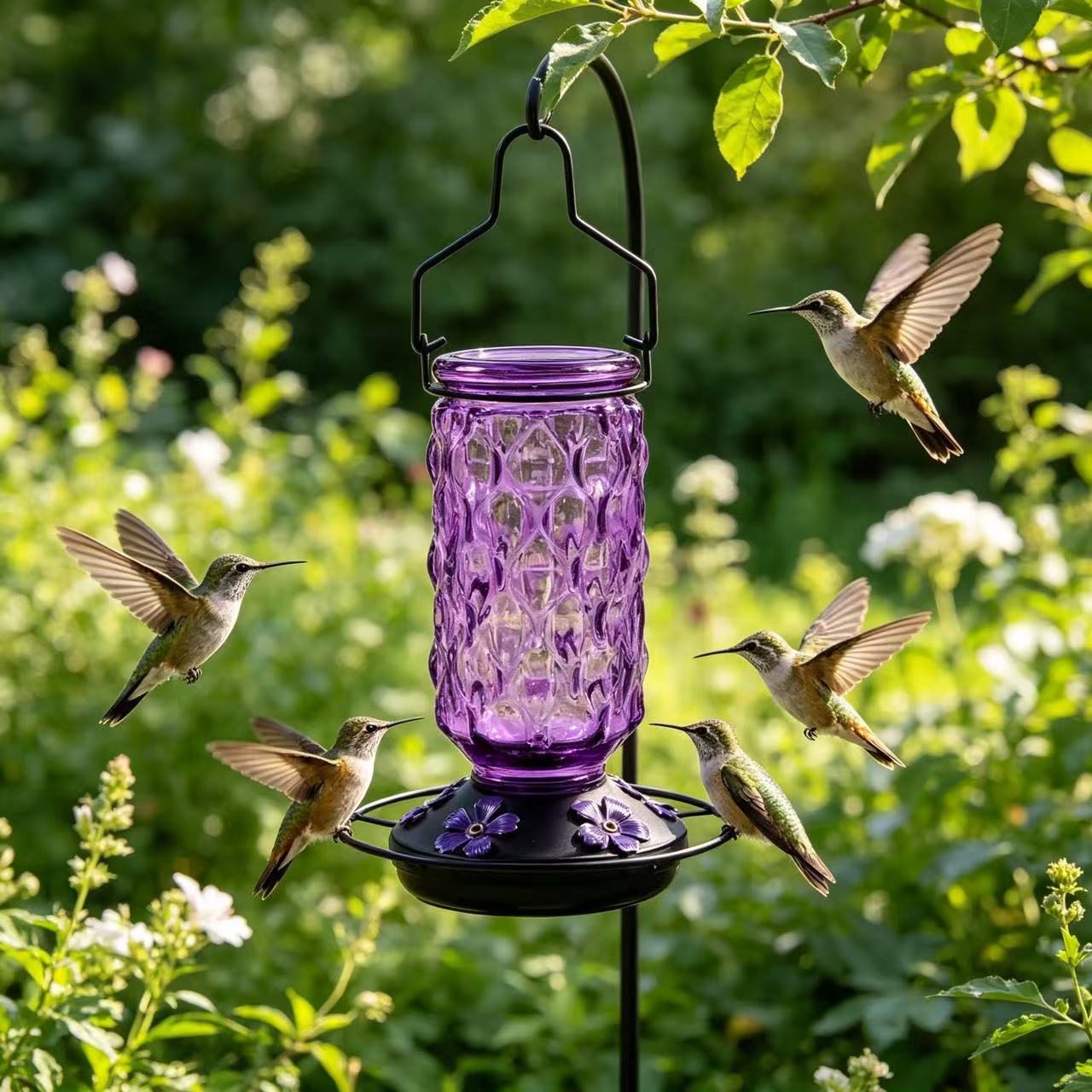 Bunter Glas-Vogelfutterspender für Kolibris