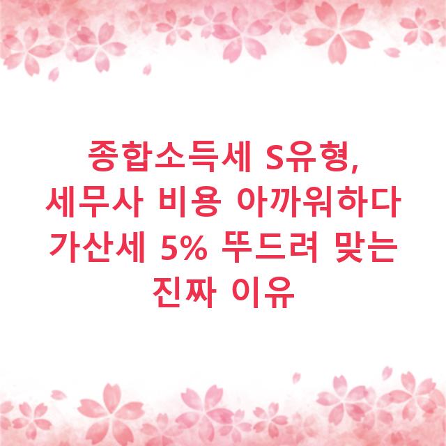 종합소득세 S유형, 세무사 비용 아까워하다 가산세 5% 뚜드려 맞는 진짜 이유