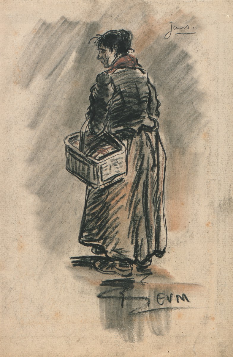 Vrouw met boodschappenmand Jans 1899