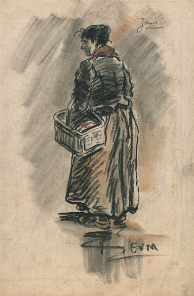 Vrouw met boodschappenmand Jans 1899