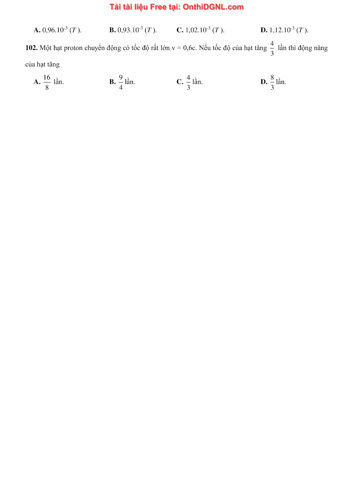 300 bài tập môn Vật Lý - Ôn thi ĐGNL ĐHQG TPHCM Phần 12