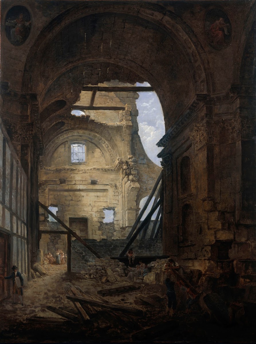 La chapelle de la Sorbonne avec la voûte de la nef effondrée 1800