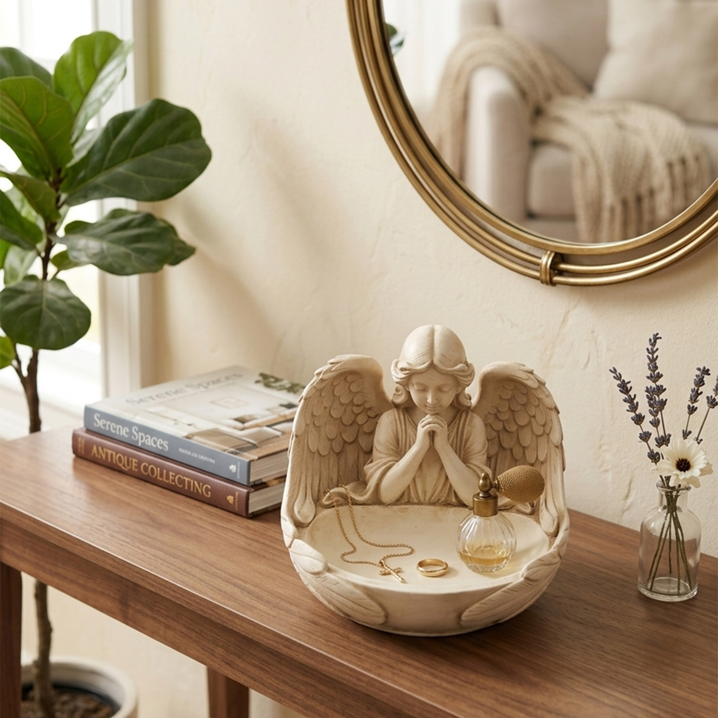 Angel Tray made of resin, European rustic