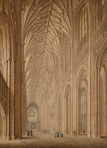 The nave of Winchester Cathedral looking east 1825