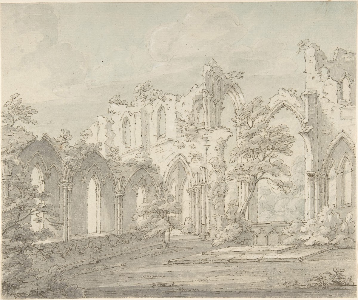 Interior view of Fountains Abbey Yorkshire mid 18thearly 19th century