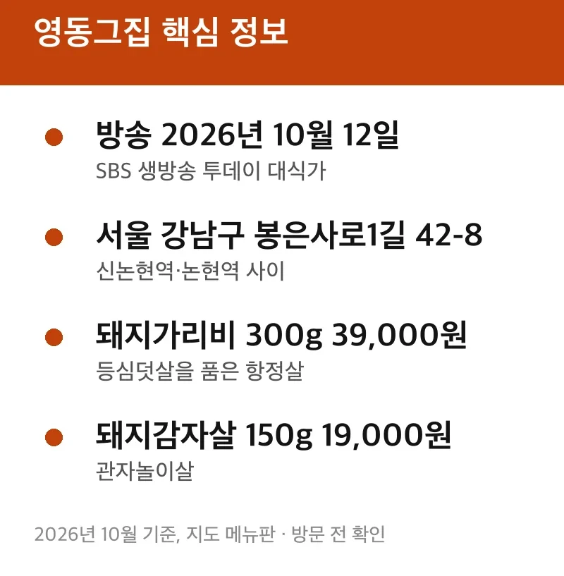 영동그집 핵심 정보
