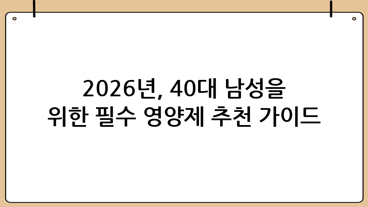 2026년, 40대 남성을 위한 필수 영양제 추천 가이드