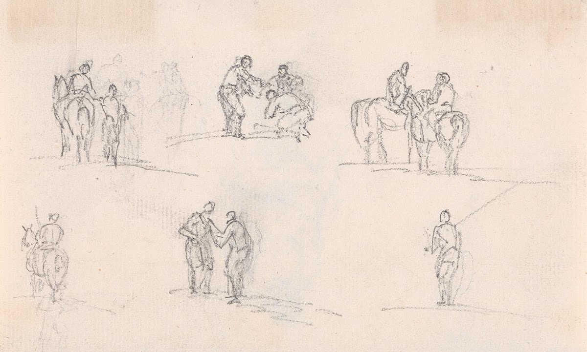 Six Studies of Figures on Horses