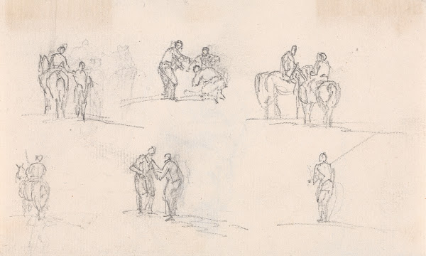 Six Studies of Figures on Horses