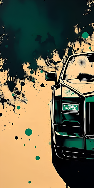 Luxury Car Graffiti Splatter Art Green and Beige - Free mobile Wallpaper